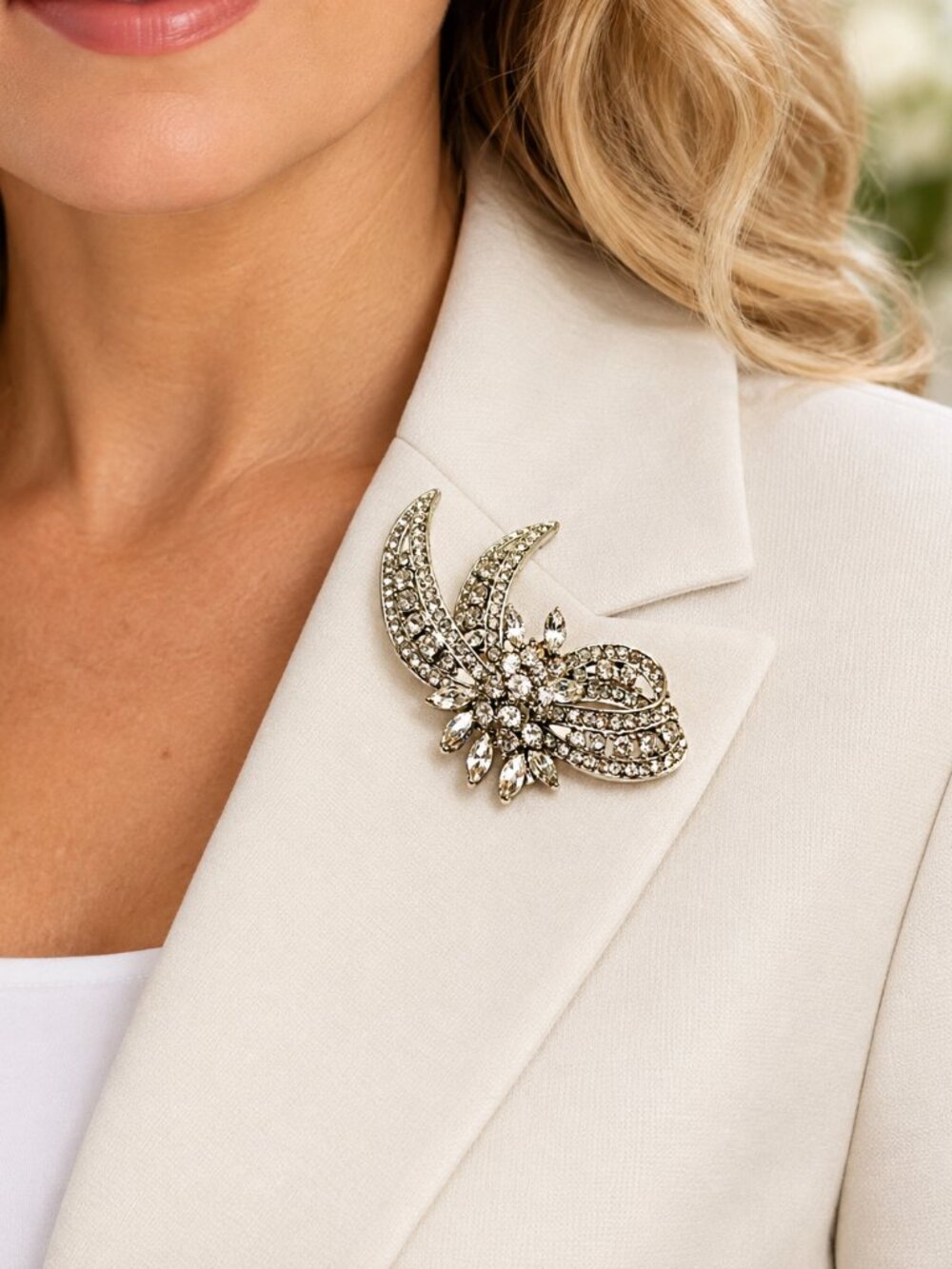 Clear Rhinestone Brooch
